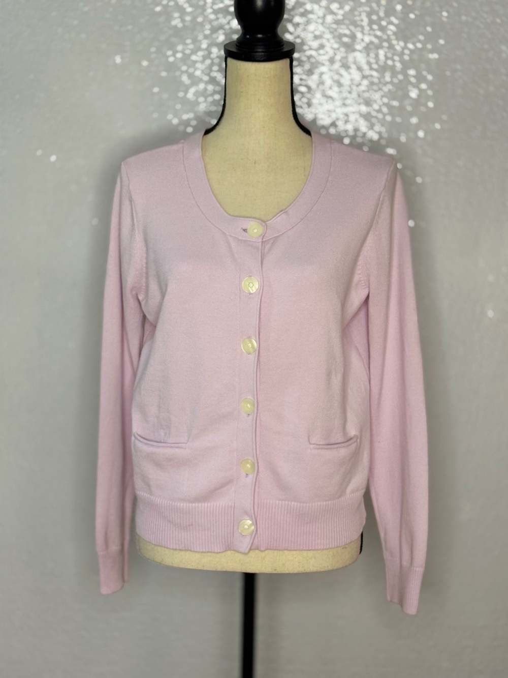 J.Jill Pink Cardigan Sweater Medium Petite Button Front Cotton Blend